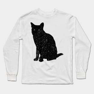 Black Square Cat with Triangles Long Sleeve T-Shirt